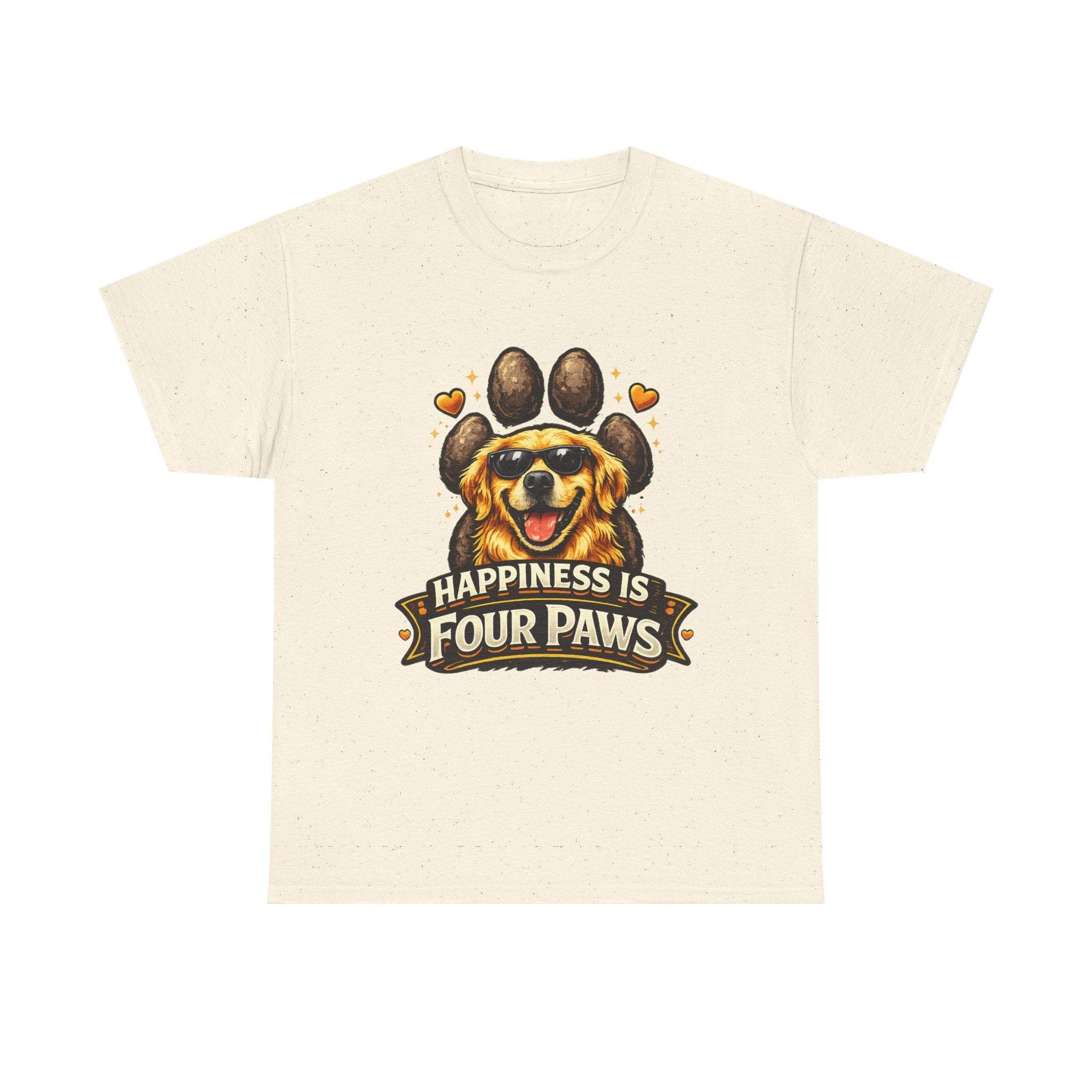 Happiness Is Four Paws – Cute Dog Lover Unisex Graphic T-Shirt | Pet Lover Gift