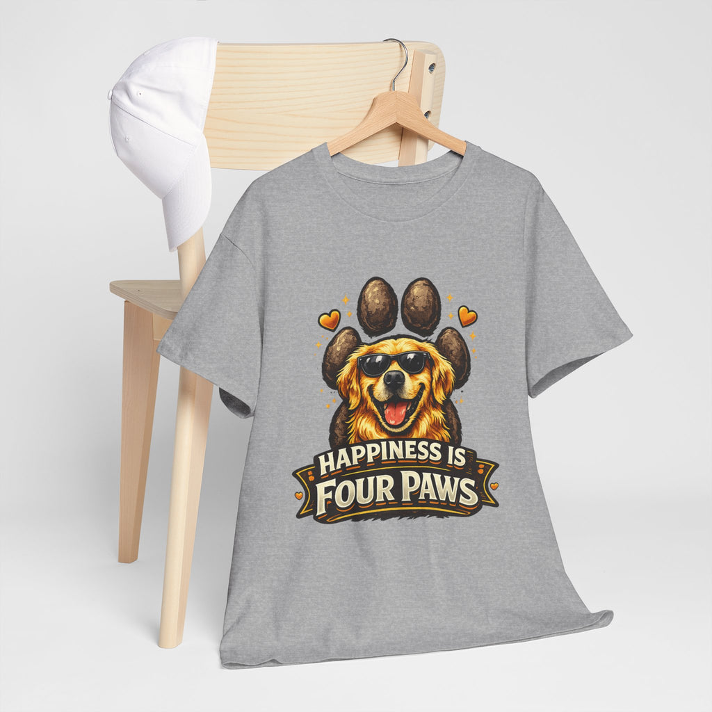 Happiness Is Four Paws – Cute Dog Lover Unisex Graphic T-Shirt | Pet Lover Gift