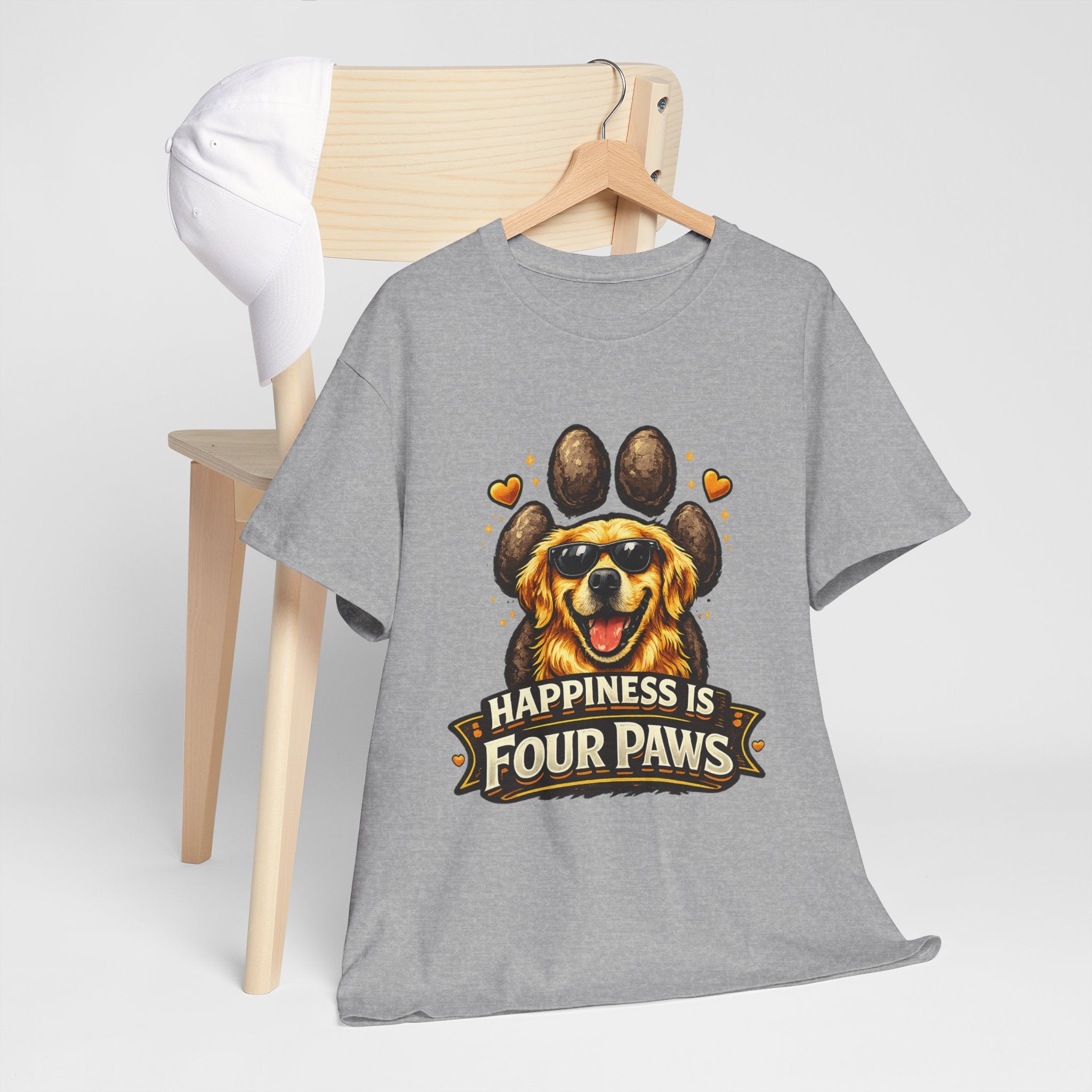 Happiness Is Four Paws – Cute Dog Lover Unisex Graphic T-Shirt | Pet Lover Gift