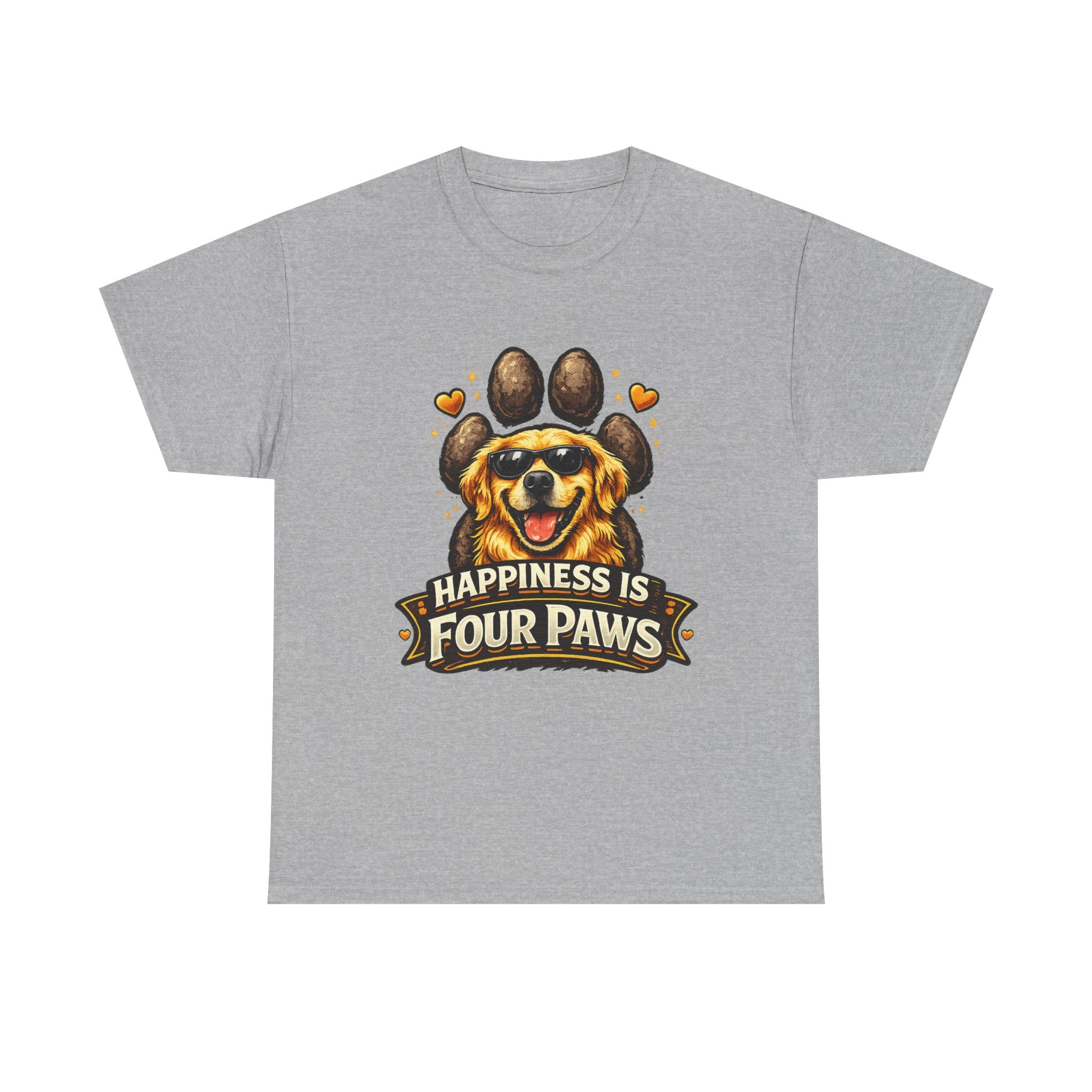 Happiness Is Four Paws – Cute Dog Lover Unisex Graphic T-Shirt | Pet Lover Gift