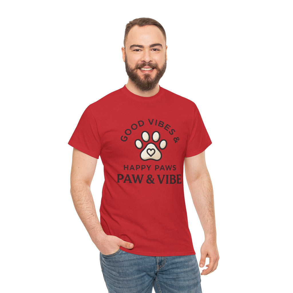 Good Vibes & Happy Paws T-Shirt | Cute Dog Lover Shirt | Pet Lover Gift
