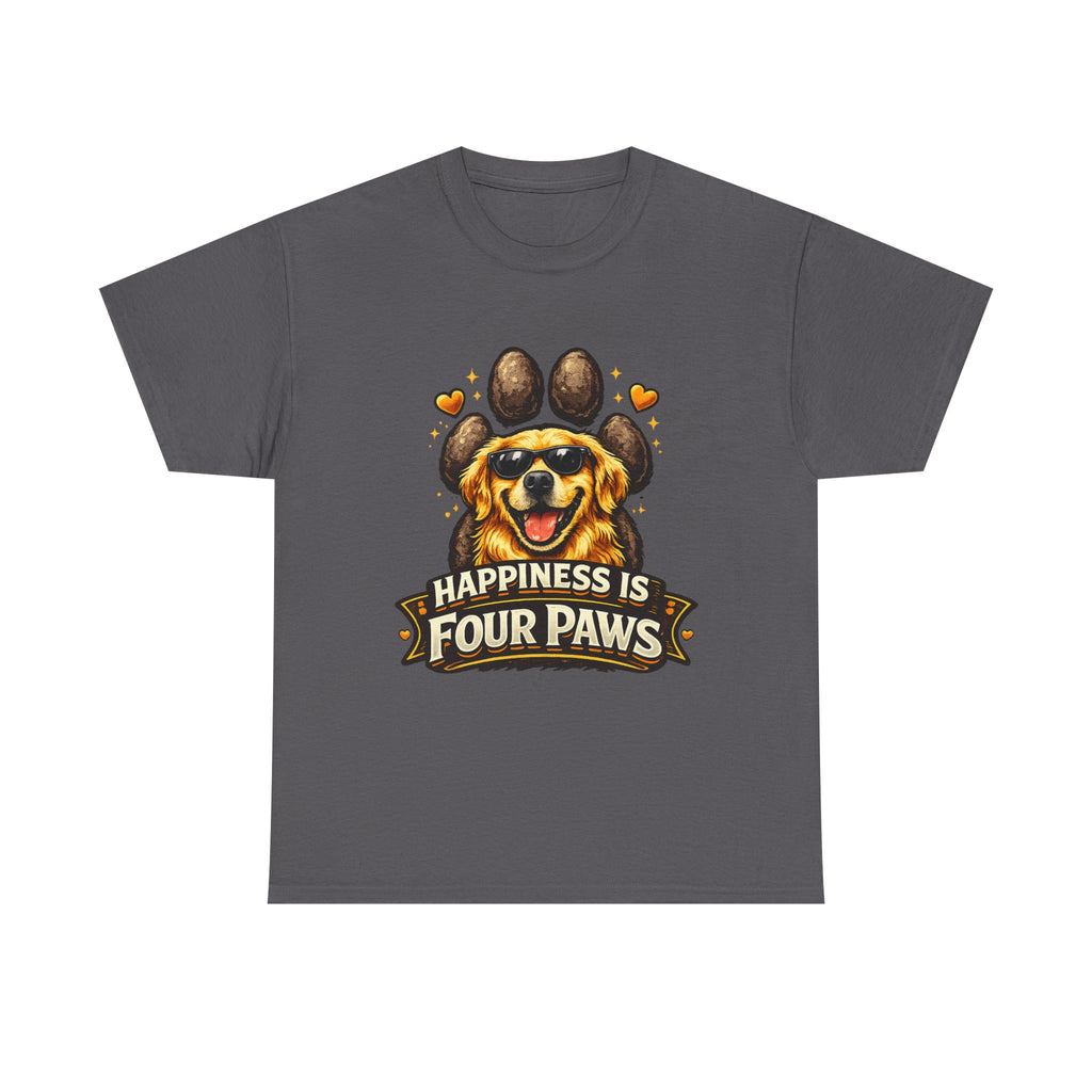 Happiness Is Four Paws – Cute Dog Lover Unisex Graphic T-Shirt | Pet Lover Gift