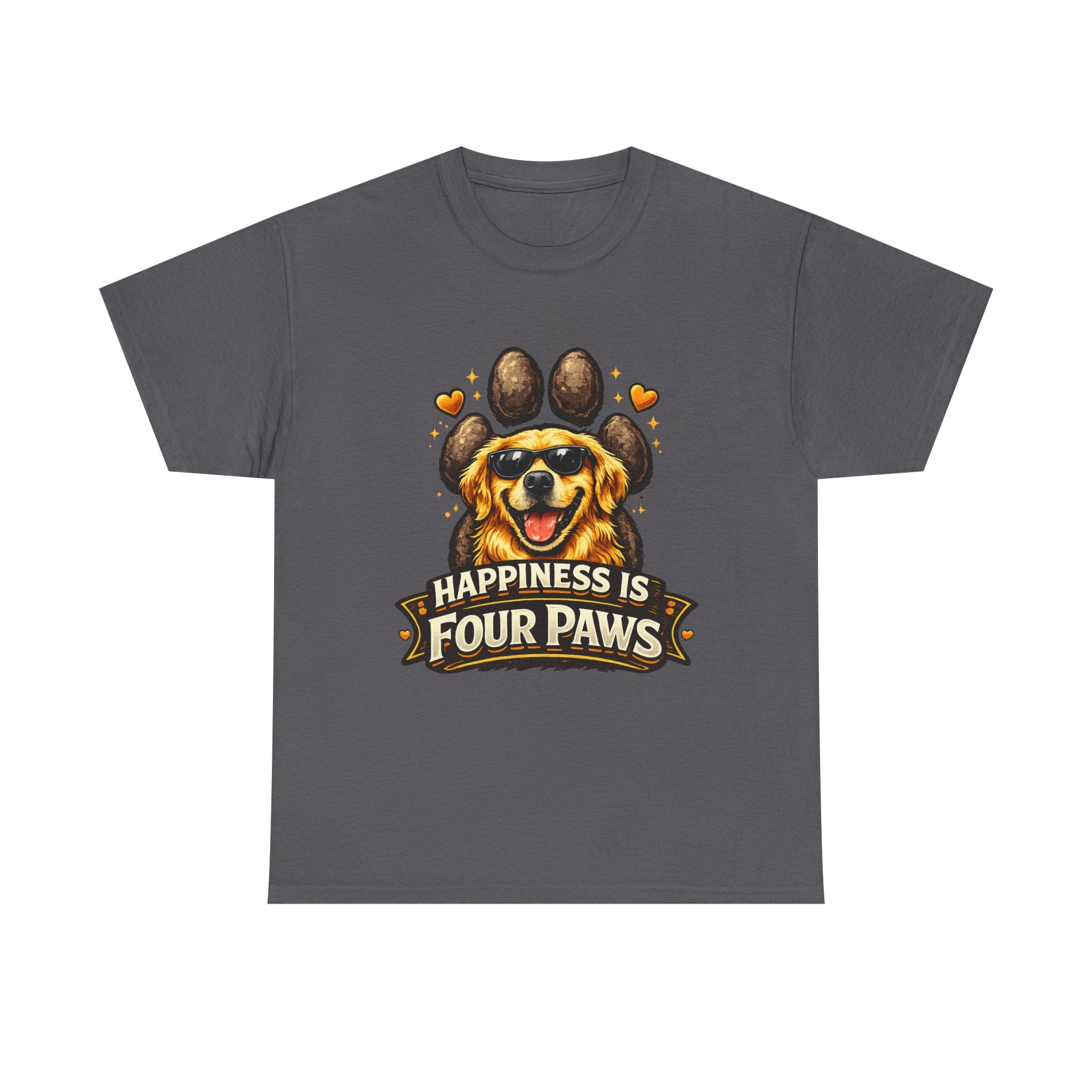 Happiness Is Four Paws – Cute Dog Lover Unisex Graphic T-Shirt | Pet Lover Gift