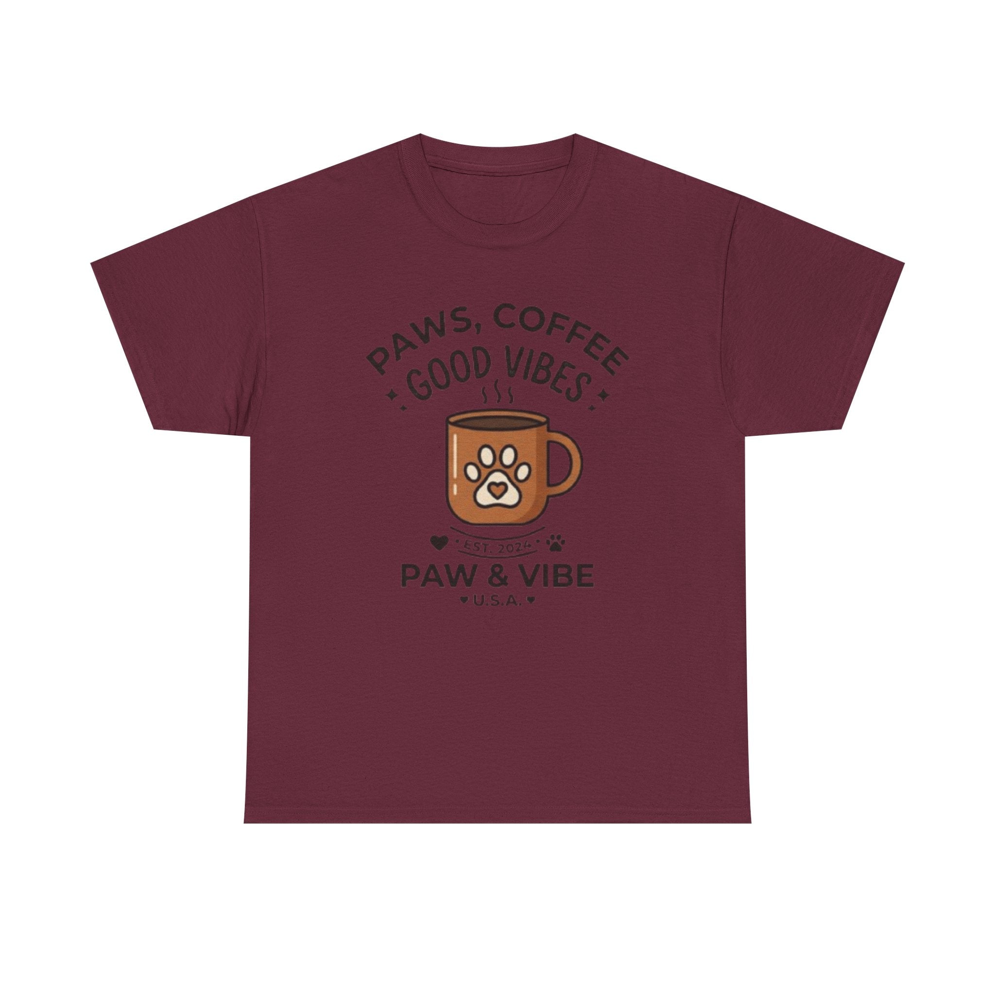 Paws & Coffee Unisex T-Shirt | Cute Dog Lover Graphic Tee | Pet Lover Gift