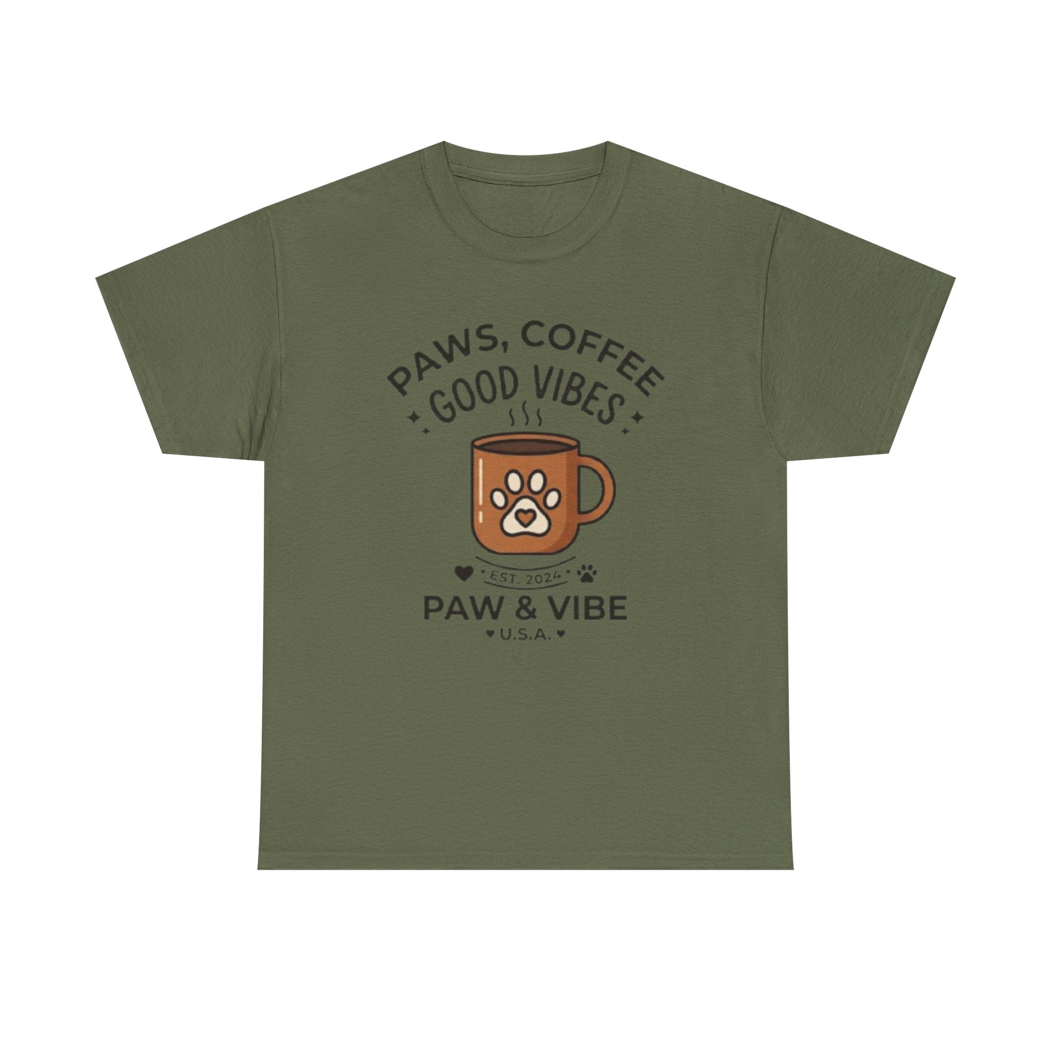 Paws & Coffee Unisex T-Shirt | Cute Dog Lover Graphic Tee | Pet Lover Gift