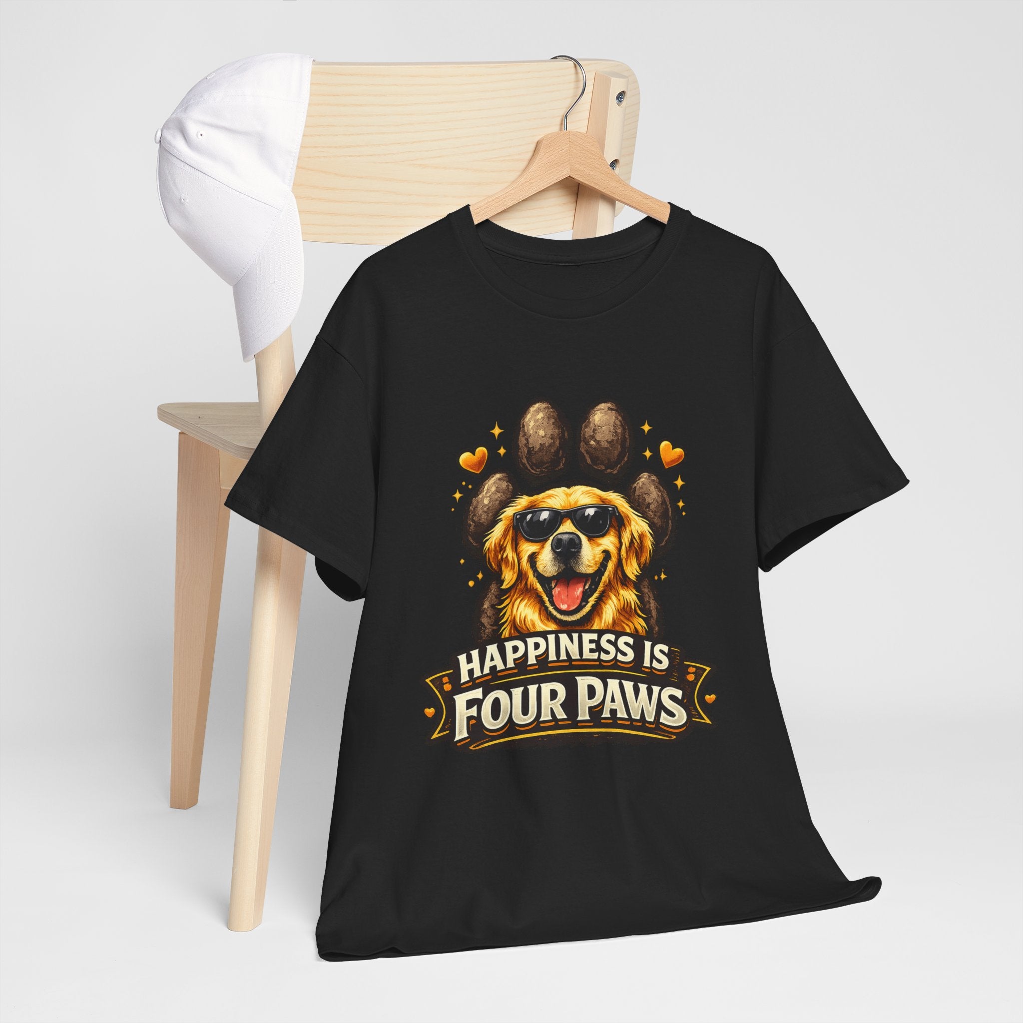 Happiness Is Four Paws – Cute Dog Lover Unisex Graphic T-Shirt | Pet Lover Gift