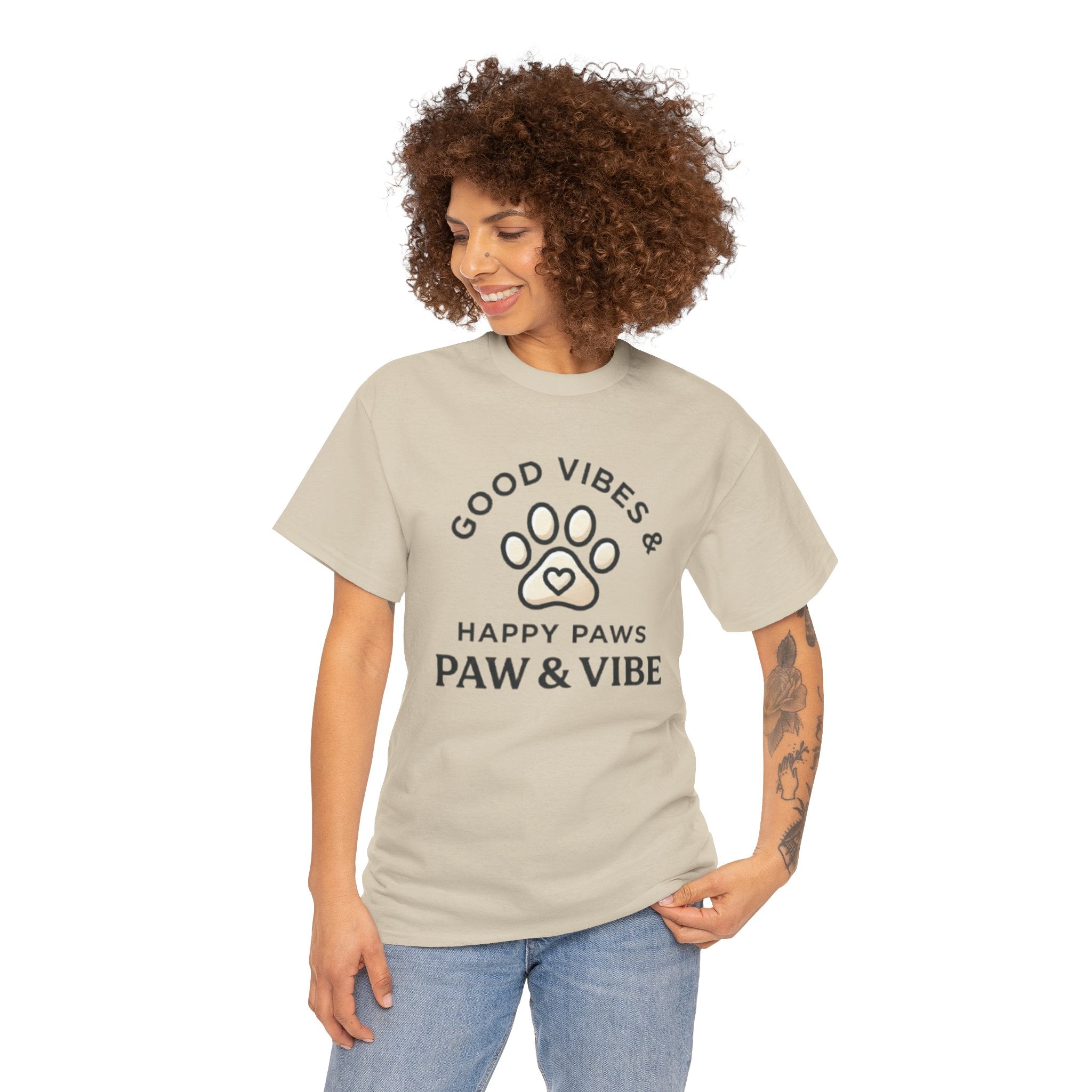 Good Vibes & Happy Paws T-Shirt | Cute Dog Lover Shirt | Pet Lover Gift