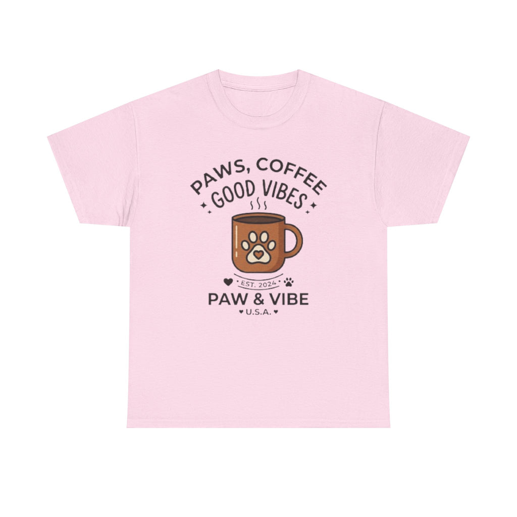 Paws & Coffee Unisex T-Shirt | Cute Dog Lover Graphic Tee | Pet Lover Gift