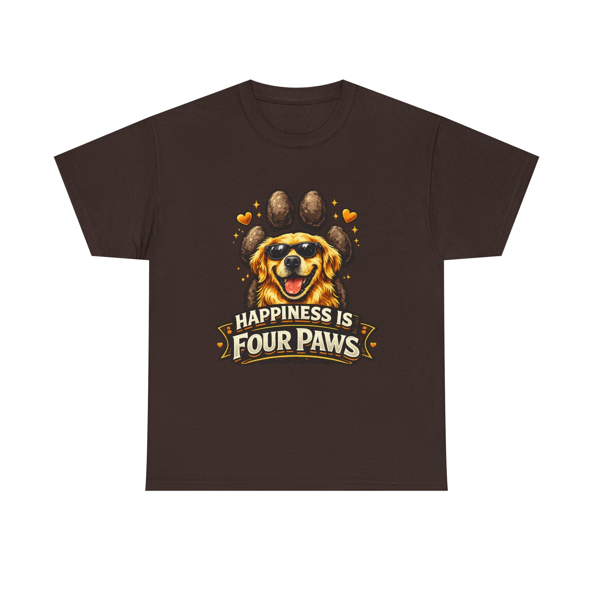 Happiness Is Four Paws – Cute Dog Lover Unisex Graphic T-Shirt | Pet Lover Gift