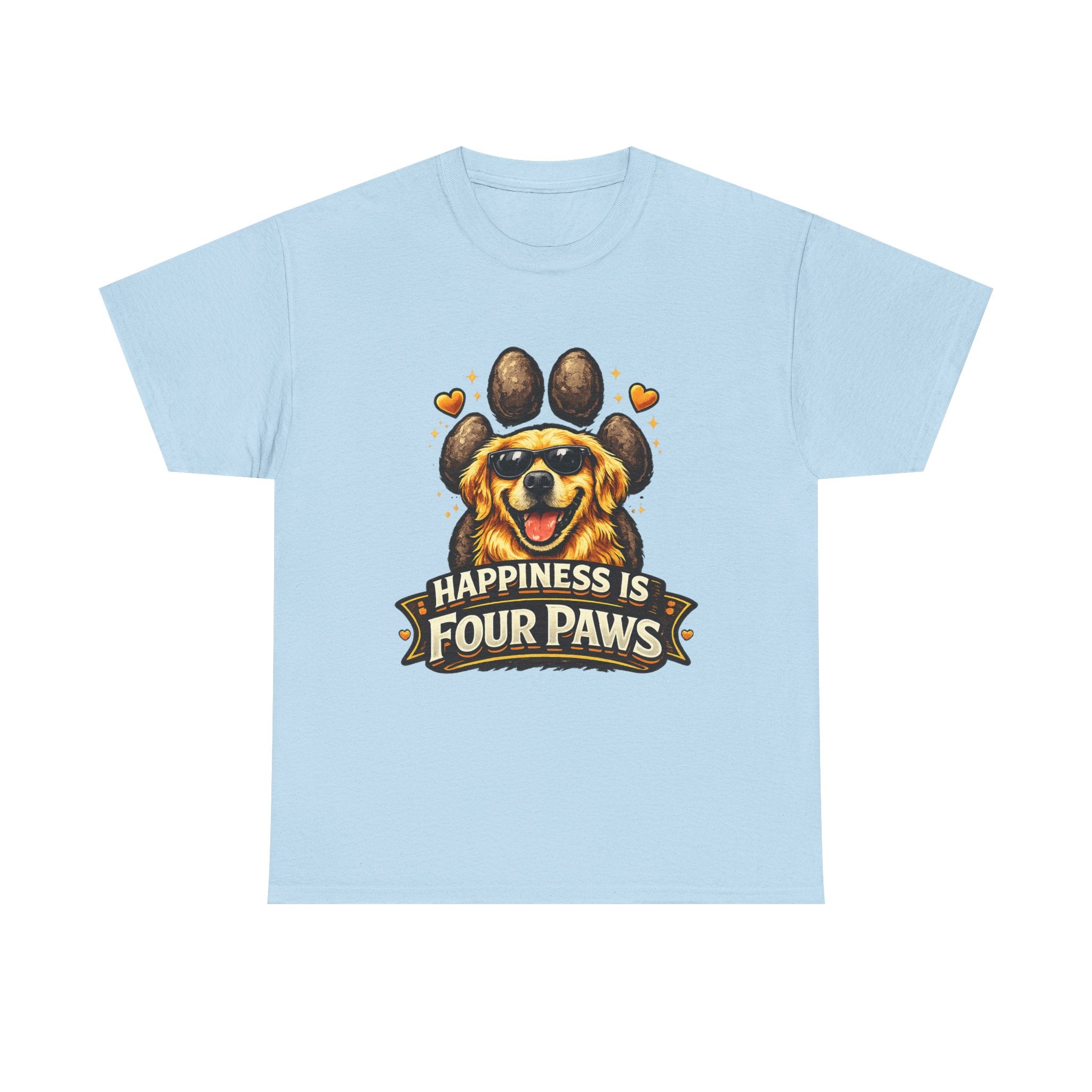 Happiness Is Four Paws – Cute Dog Lover Unisex Graphic T-Shirt | Pet Lover Gift