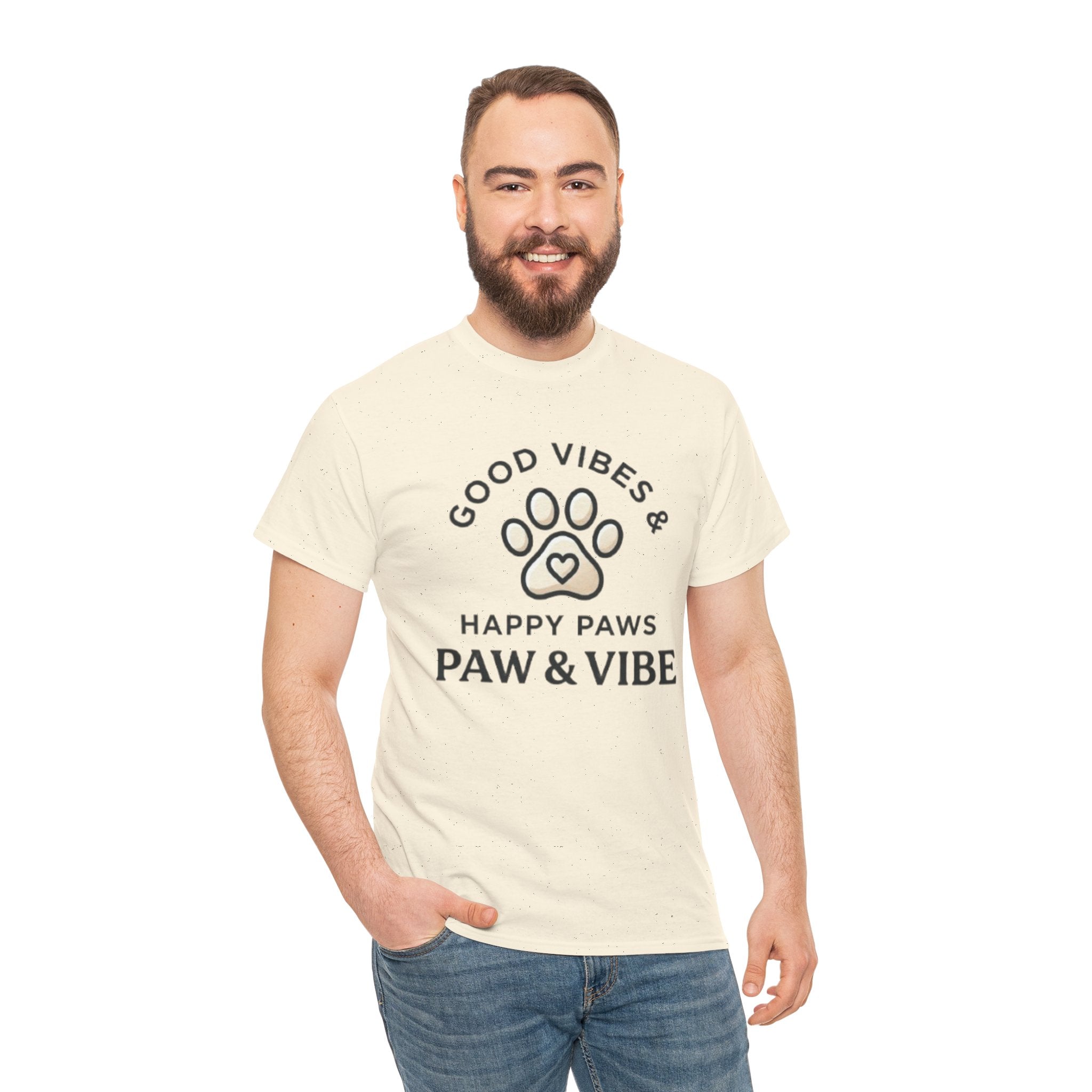 Good Vibes & Happy Paws T-Shirt | Cute Dog Lover Shirt | Pet Lover Gift