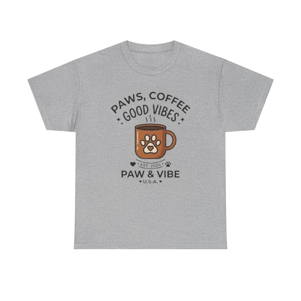 Paws & Coffee Unisex T-Shirt | Cute Dog Lover Graphic Tee | Pet Lover Gift