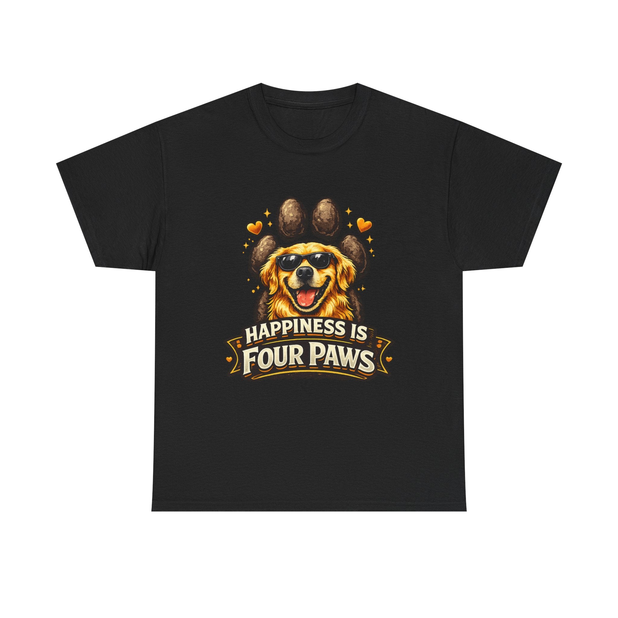 Happiness Is Four Paws – Cute Dog Lover Unisex Graphic T-Shirt | Pet Lover Gift