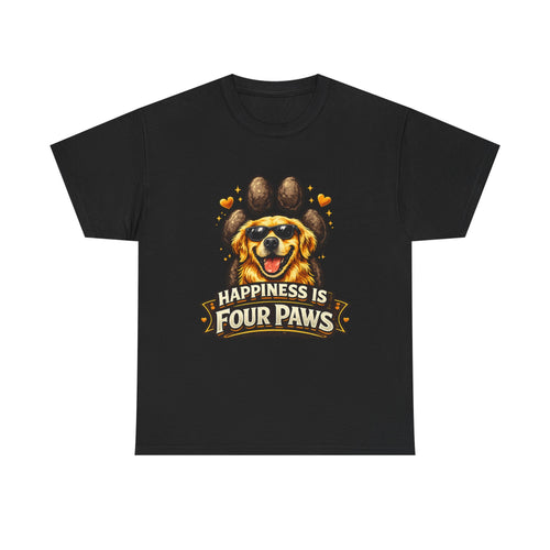 Happiness Is Four Paws – Cute Dog Lover Unisex Graphic T-Shirt | Pet Lover Gift