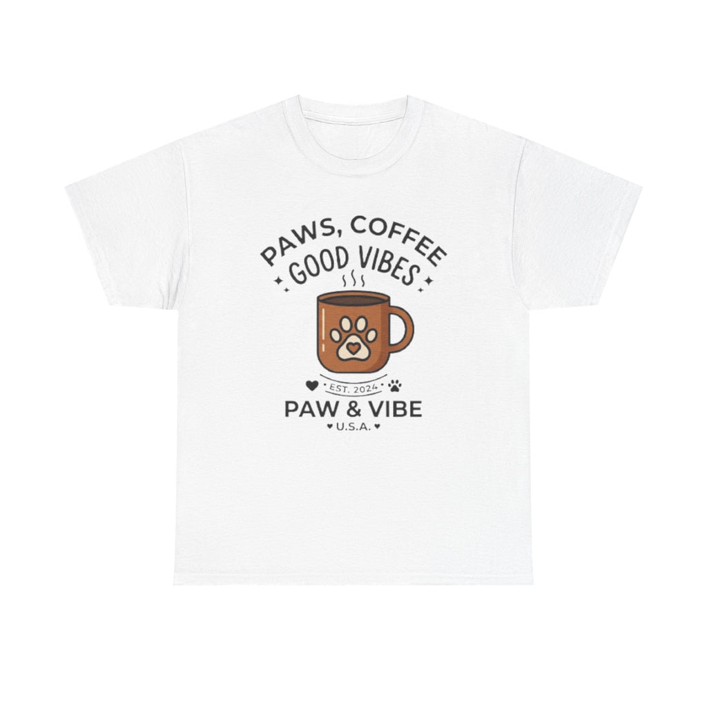 Paws & Coffee Unisex T-Shirt | Cute Dog Lover Graphic Tee | Pet Lover Gift