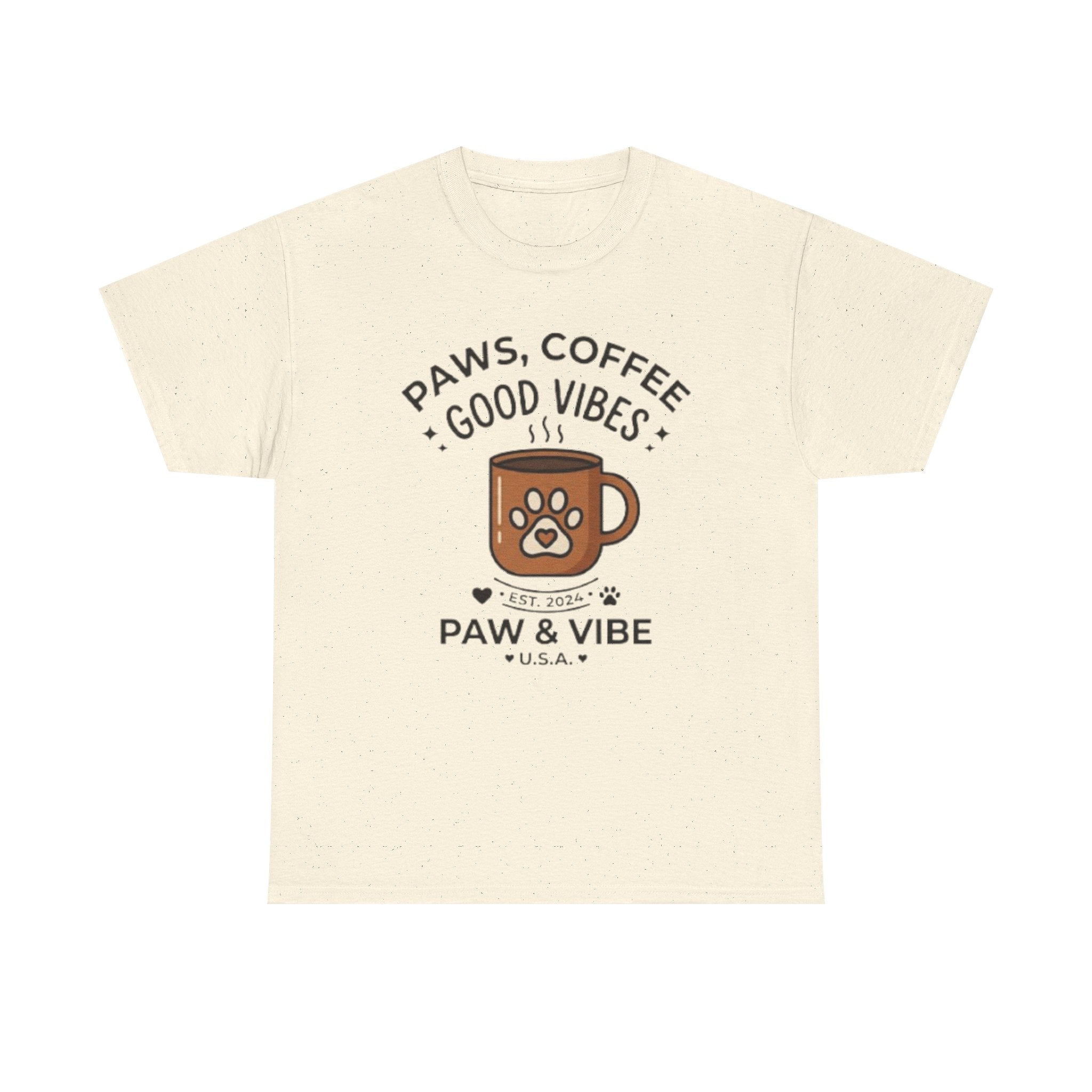 Paws & Coffee Unisex T-Shirt | Cute Dog Lover Graphic Tee | Pet Lover Gift