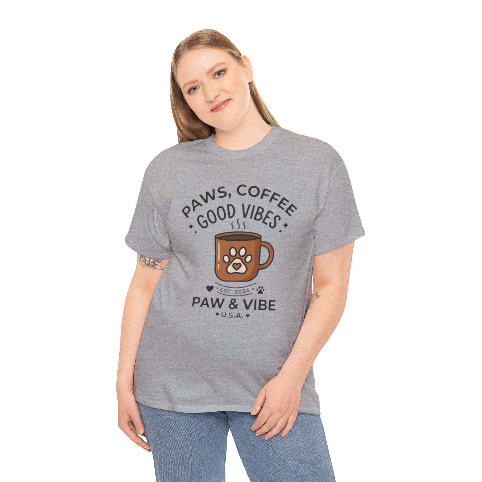 Paws & Coffee Unisex T-Shirt | Cute Dog Lover Graphic Tee | Pet Lover Gift