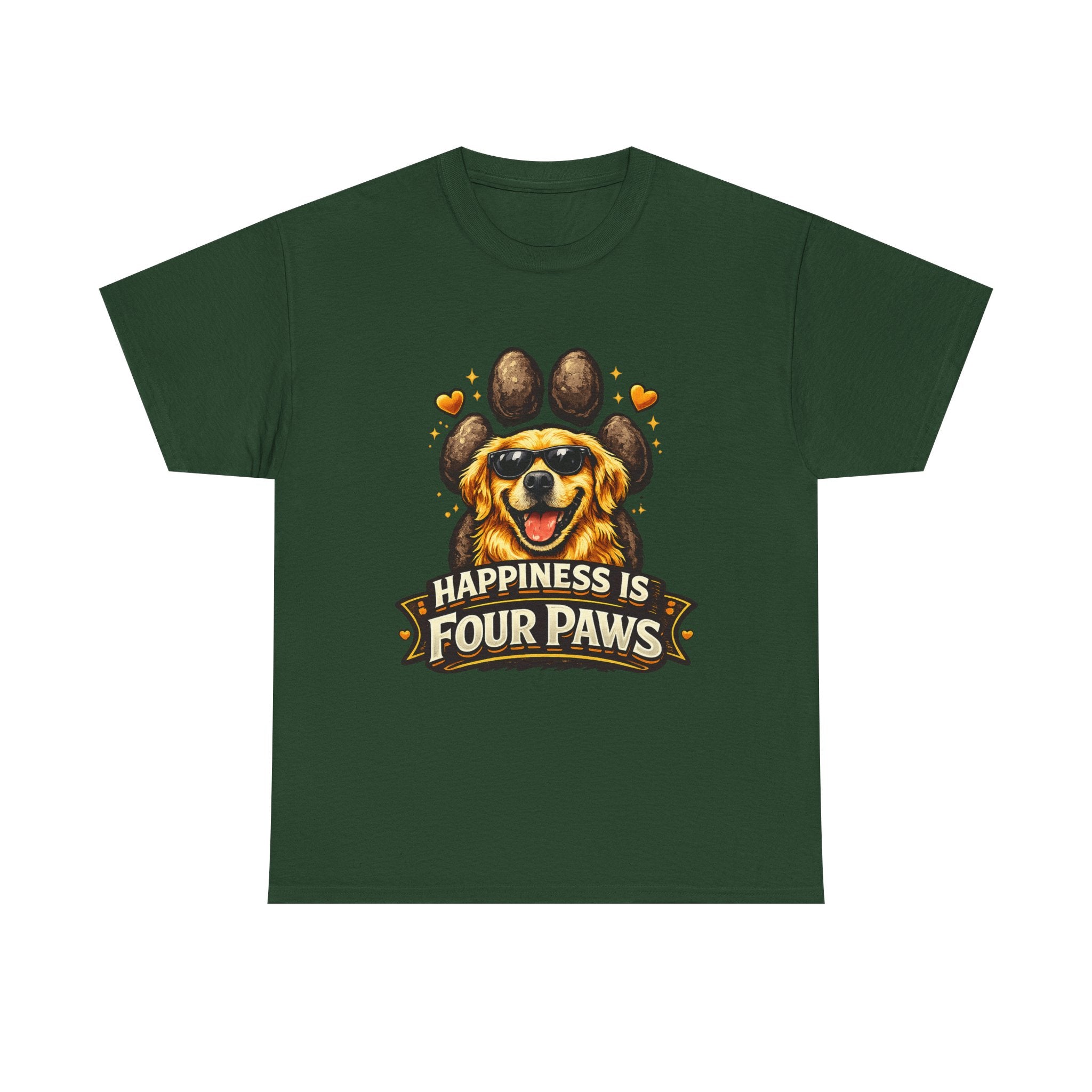 Happiness Is Four Paws – Cute Dog Lover Unisex Graphic T-Shirt | Pet Lover Gift