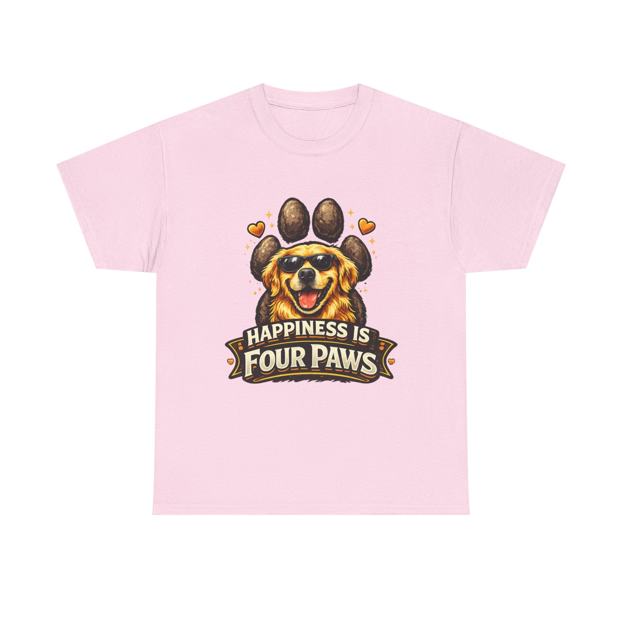 Happiness Is Four Paws – Cute Dog Lover Unisex Graphic T-Shirt | Pet Lover Gift