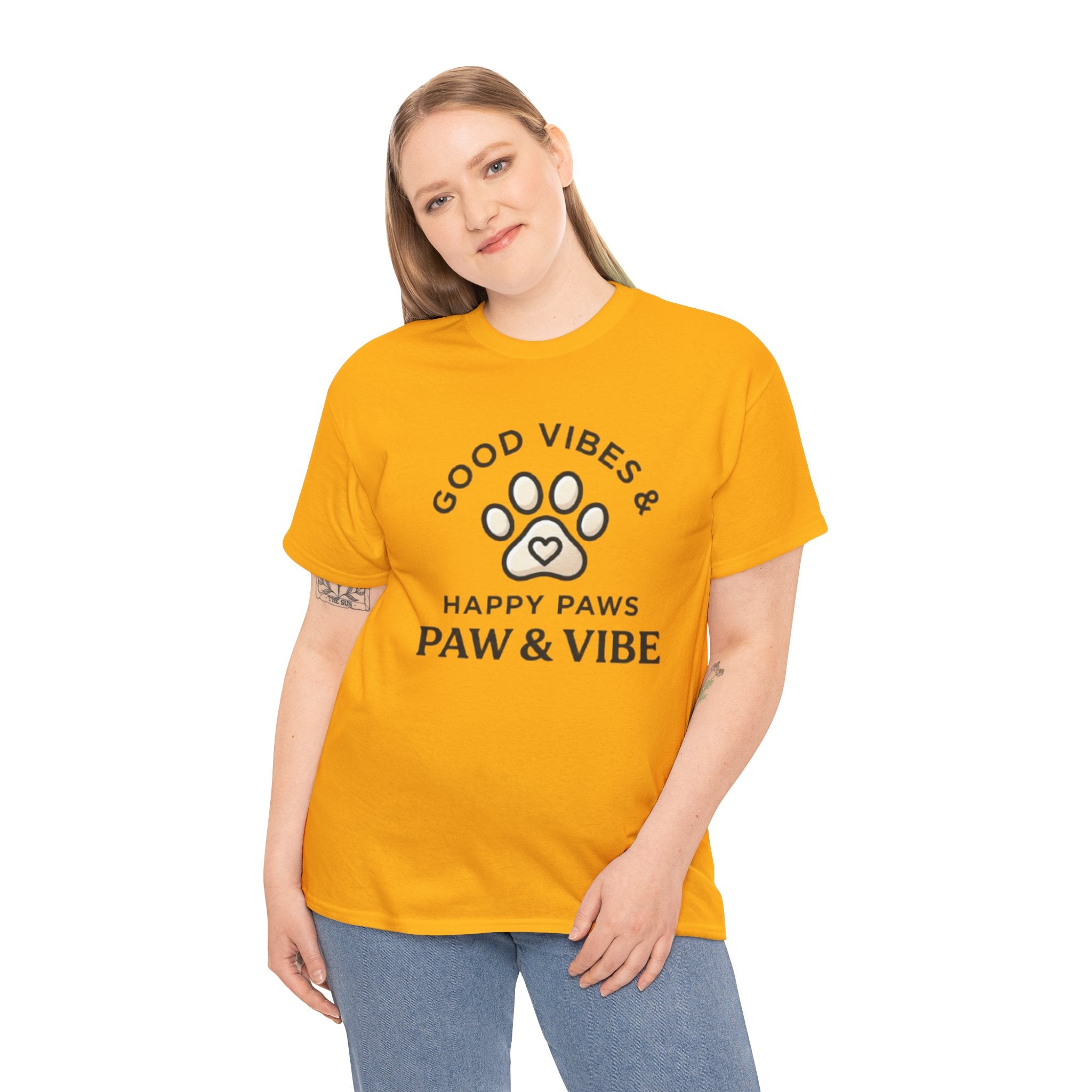 Good Vibes & Happy Paws T-Shirt | Cute Dog Lover Shirt | Pet Lover Gift