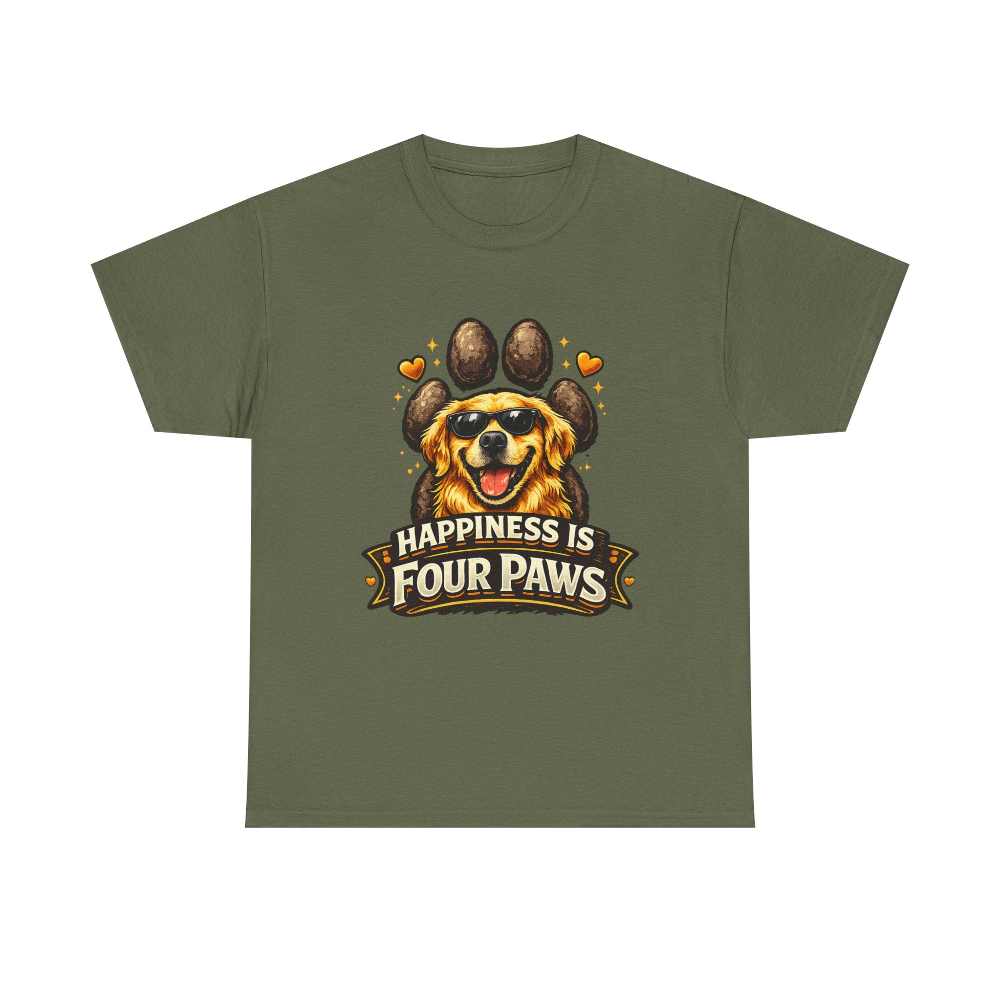 Happiness Is Four Paws – Cute Dog Lover Unisex Graphic T-Shirt | Pet Lover Gift